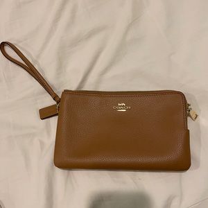 Brown Leather Coach Wristlet